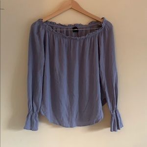 Blue off the shoulder shirt